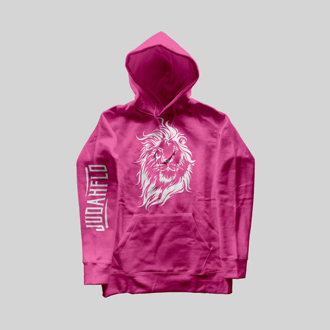 Hot Pink Hoodie with Black Lion